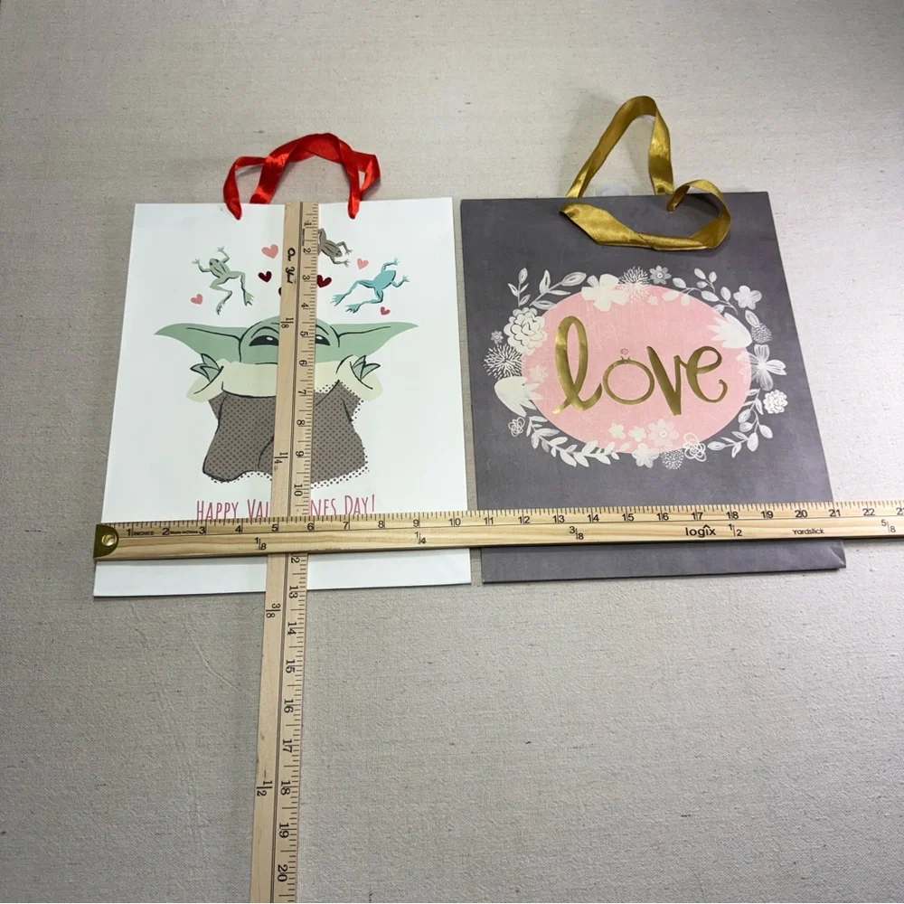 Valentine's Day Assorted Gift Bags - Pink Red White Love Designs - Set of 7